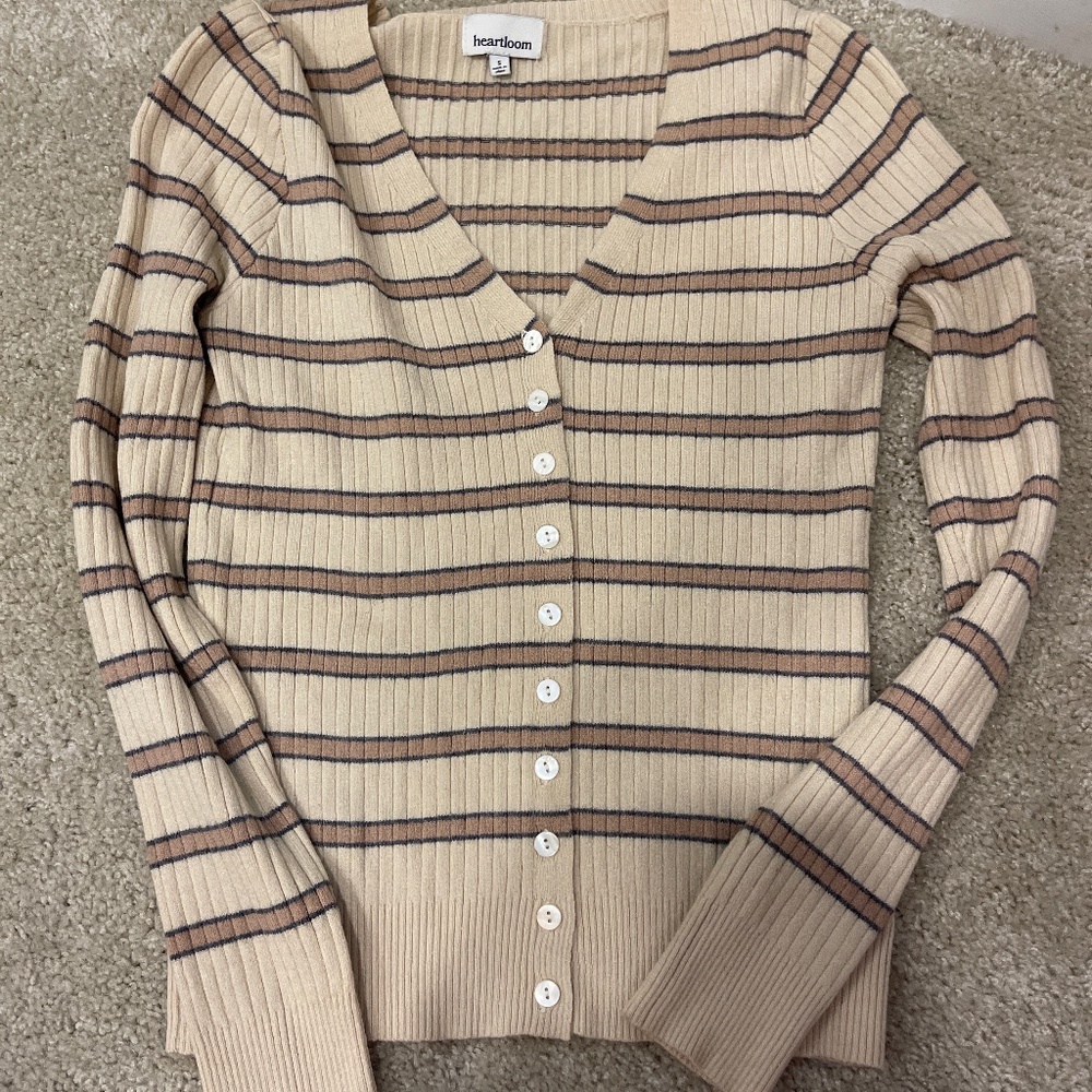 Unworn Beige Striped Revolve Cardigan (Small)
